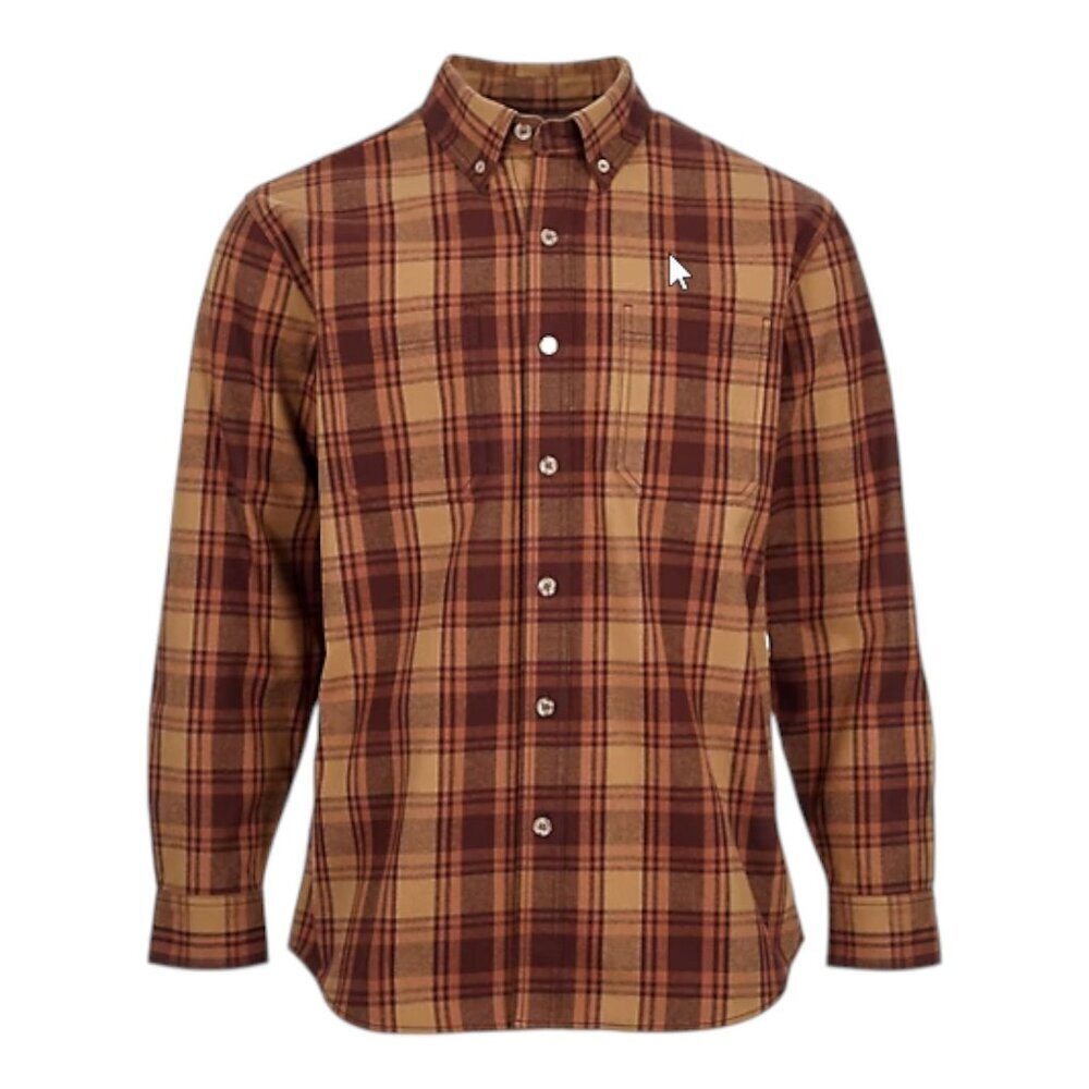 Ridgecut Heavy Flannel Long Sleeve Work Shirt Yellow Plaid Cabincore Mens L Tall
